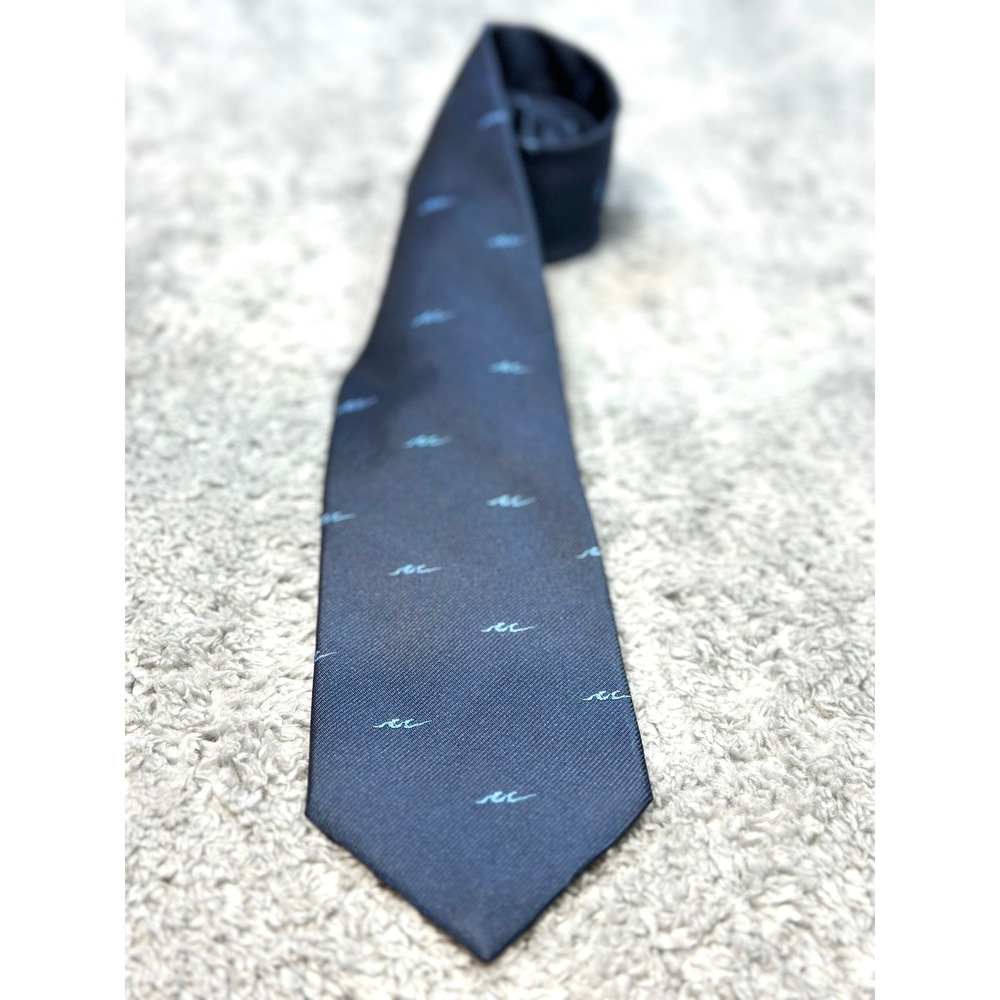 Givenchy Monsieur All Silk‎ Surface Necktie Navy wave tie USA 80s vintage